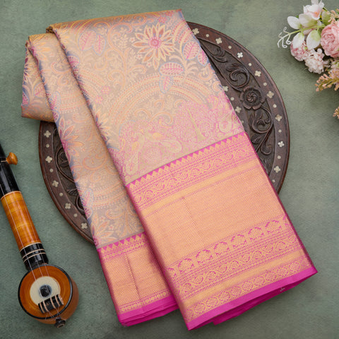 Golden Handloom Kanchi Tissue Brocade Silk Saree