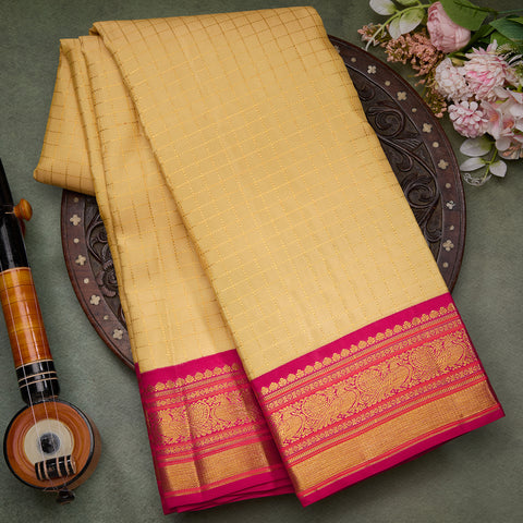 Gold with Pink Traditional Kanjeevaram Silk Saree