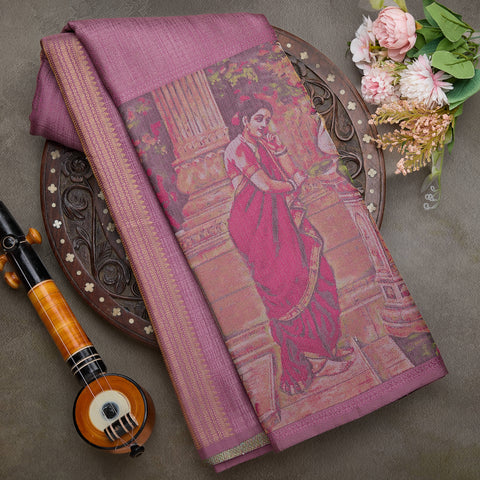 Pearly Purple Pure Kanjeevaram Designer Silk Saree