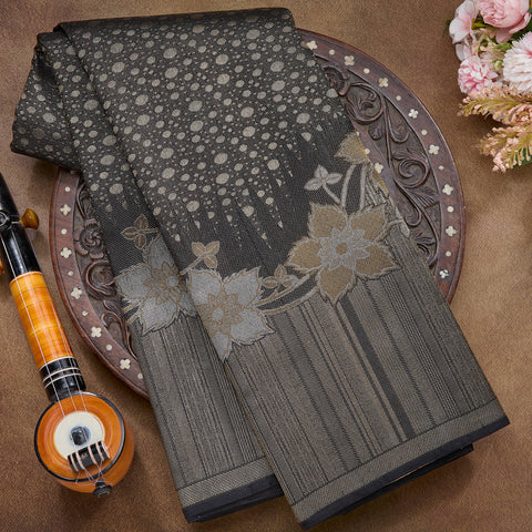 Onyx Black Pure Kanjeevaram Designer Silk Saree