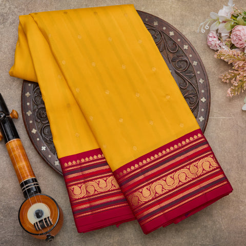 Mango Yellow Handloom Kanchi Silk Saree