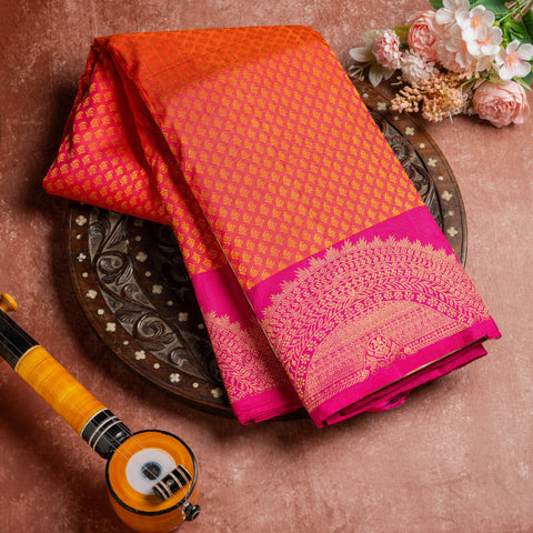 Pinky Peach Pure Kanjivaram Silk Saree