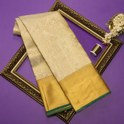Cream Pure Kanjivaram Tissue Brocade Silk Saree