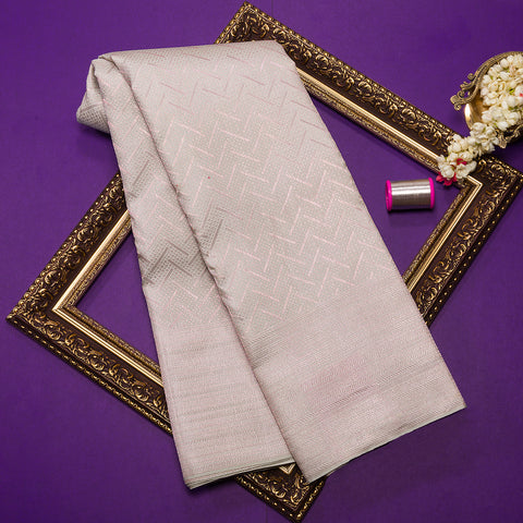 Silver Grey Kanjivaram Brocade Silk Saree
