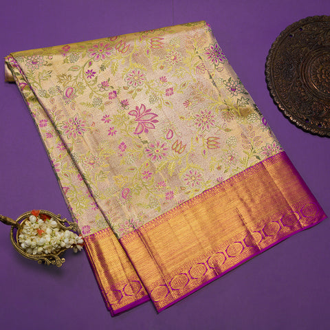 Gold Tissue Pure Kanjivaram Tissue Brocade Silk Saree
