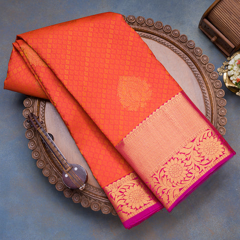 Rust Red Pure Kanjivaram Silk Saree