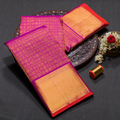 Magentha Pink Kanjivaram Silk Saree
