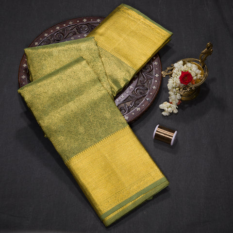 Mehndi Green Tissue Brocade Kanjivaram Silk Saree