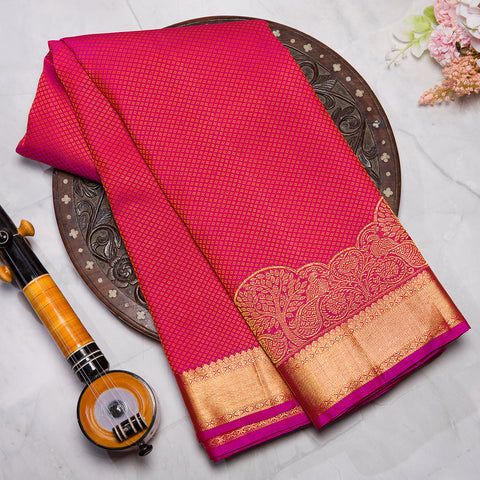 Magenta Pink Pure Handloom Kanjivaram Silk Saree