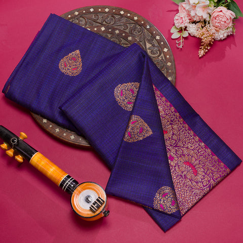 Royal Blue Banarasi Matka Tusser Silk Saree
