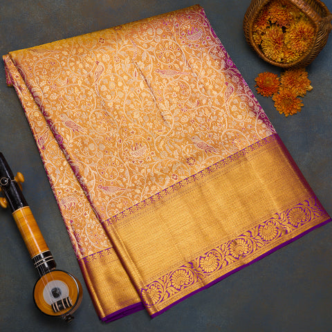 Purple Kanjivaram Tissue Silk Saree