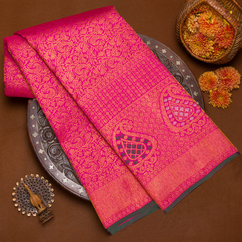 Magenta Pink Kanjivaram Brocade Silk Saree