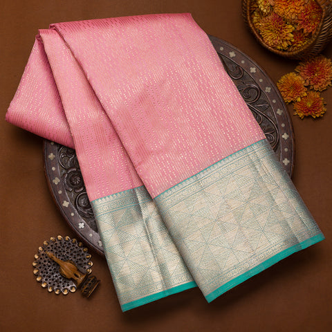 Light Pink Kanjivaram Brocade Silk Saree