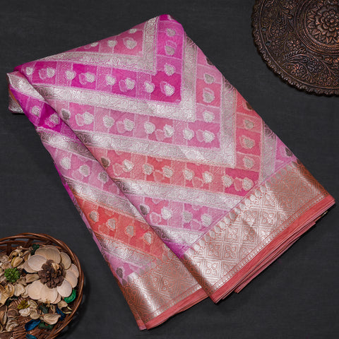 Multi-colour Pure Banarasi Organza Silk Saree