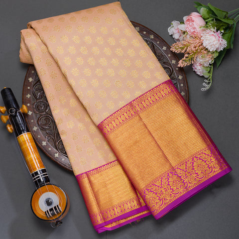 Light Peach Kanjivaram Silk Saree