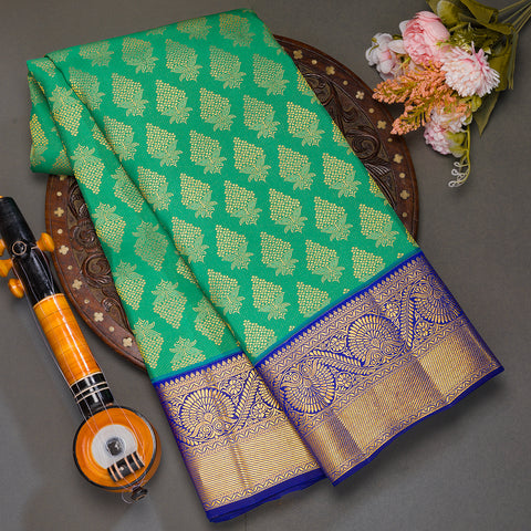 Rama Green Kanjivaram Bbrocade Silk Saree