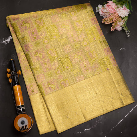 Beige Tissue Kanjivaram Silk Saree