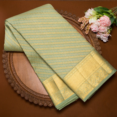Cadamom Green Kanjivaram Brocade Silk Saree