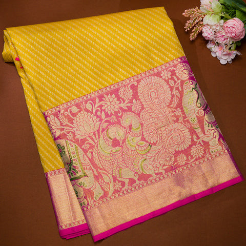 Yellow Kanjivaram Brocade Silk Saree
