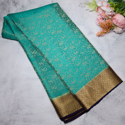 Dark Turquoise Mysore Silk Saree