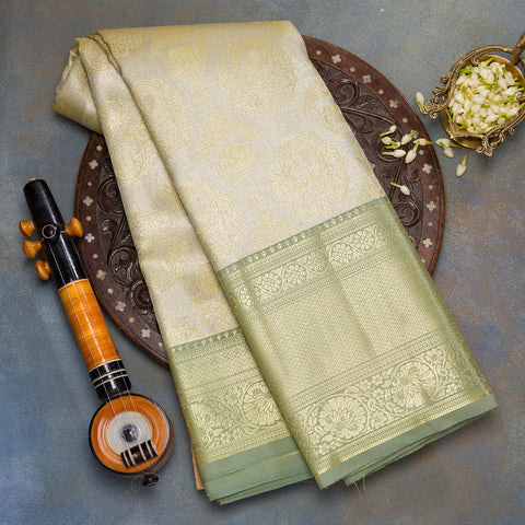 Mint Green Semi Kanjivaram Tissue Silk Saree