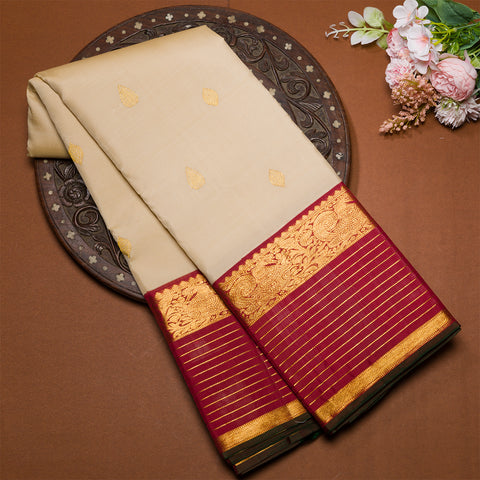 Fawn Kanjivaram Silk Saree