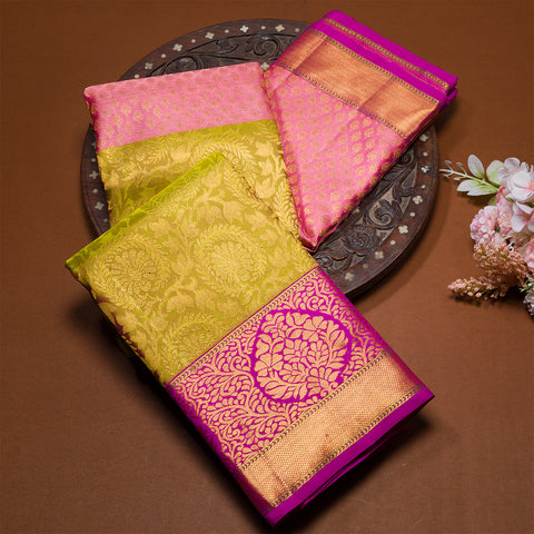 Olive Yellow Kanjivaram Silk Saree