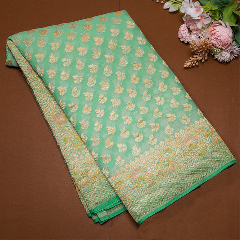 Aqua Forest Green Georgette Saree