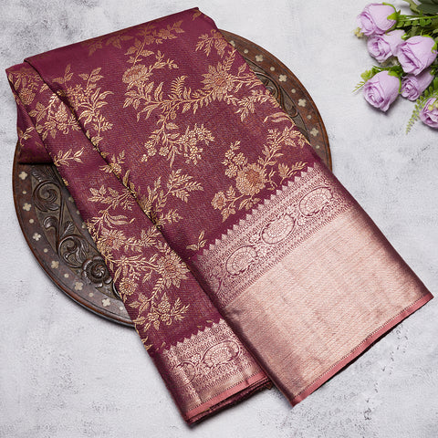 Wine Berry Kanjivaram Silk Saree