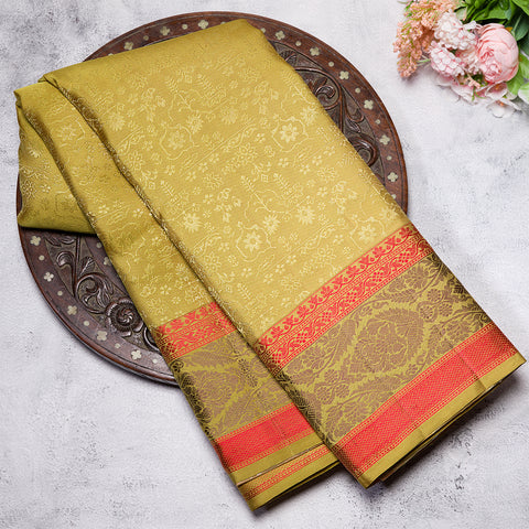 Satin Sheen Gold Kanjivaram Silk Saree