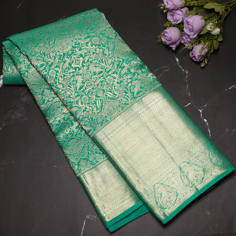 Teal Green Pure Kanjivaram Silk Saree
