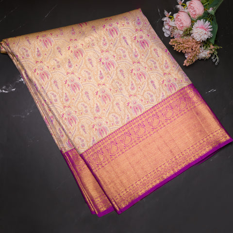 Mauve Pure Kanjivaram Tissue Silk Saree