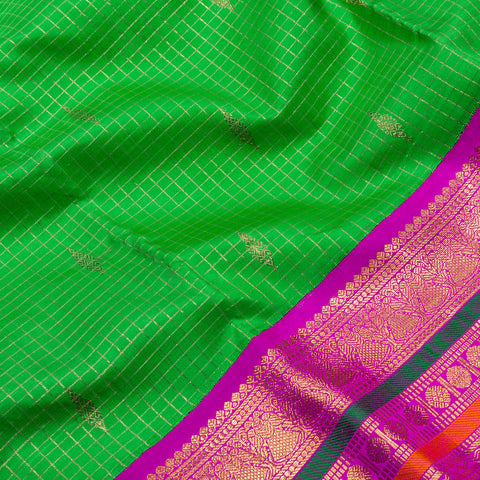 Parrot Green Pure Kanjivaram Silk Saree