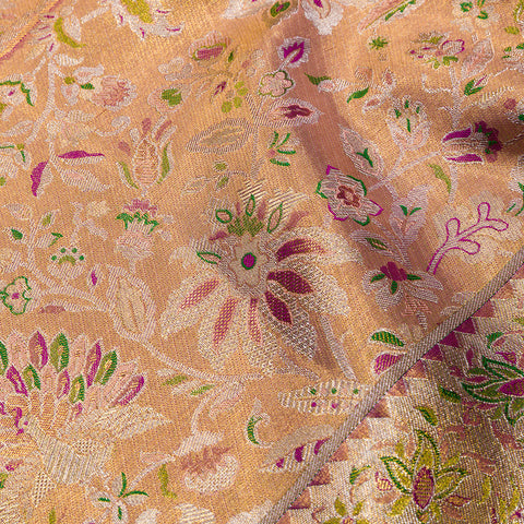 Peach & Gold Pure Kanjivaram Tissue Silk Saree