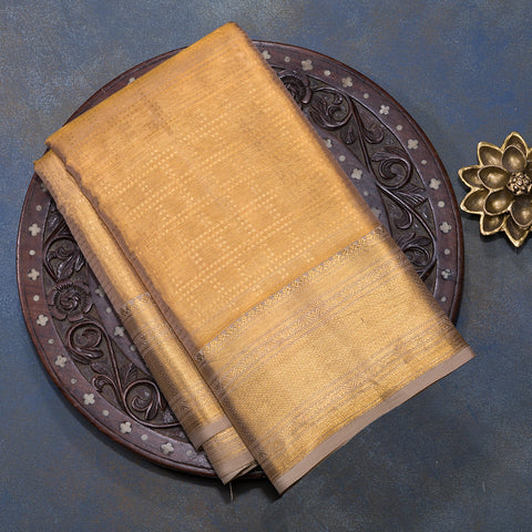 Antique Gold Pure Kanjivaram Tissue Silk Dhothi