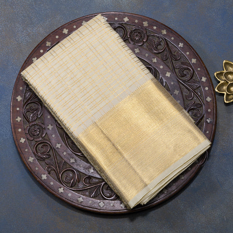Cream Checks Kanjivaram Silk Dhothi