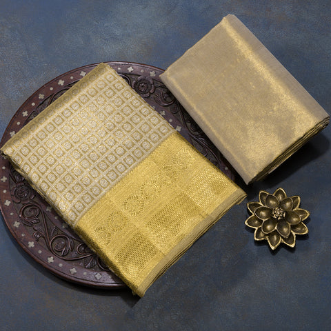Antique Gold Pure Kanjivaram Brocade Silk Dhothi