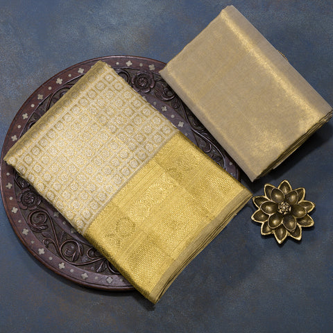 Antique Gold Pure Kanjivaram Brocade Silk Dhothi