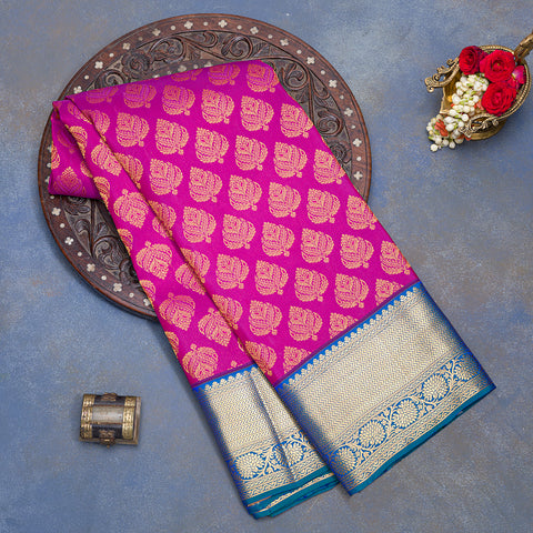 Magenta Pink Pure Kanjivaram Silk Saree