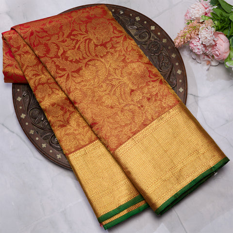 Old Brick Brocade Kanjivaram Silk Saree