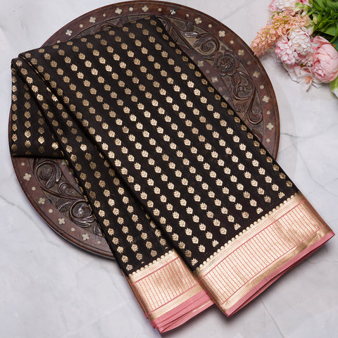 Smoky Black Brocade Mysore Silk Saree