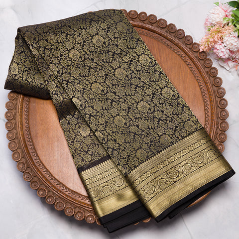 Black Brocade Mysore Silk Saree