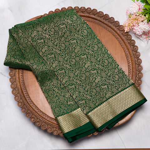 Dark Green Brocade Mysore Silk Saree