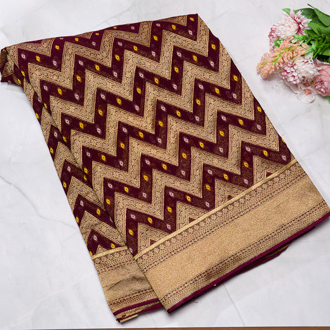 Dark Maroon Khaddi Georgette Saree