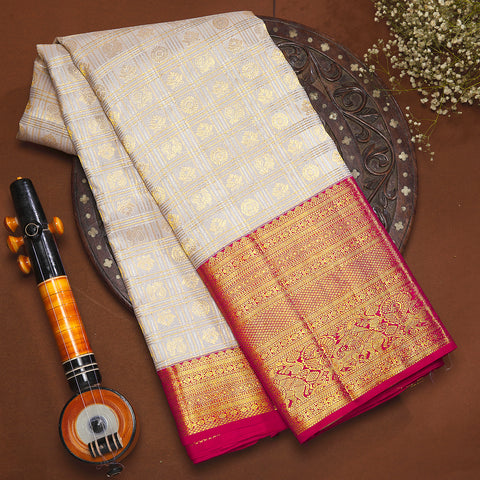 Light Grey Kanjivaram Silk Saree