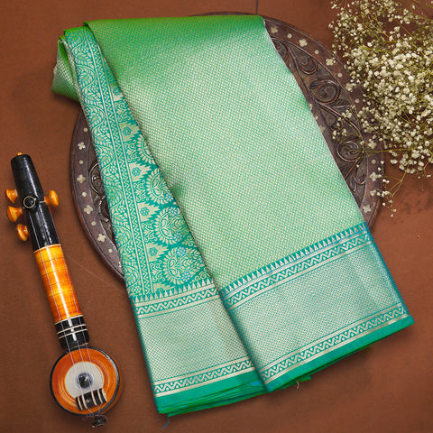 Sea Green Semi Kanjivaram Brocade Silk Saree