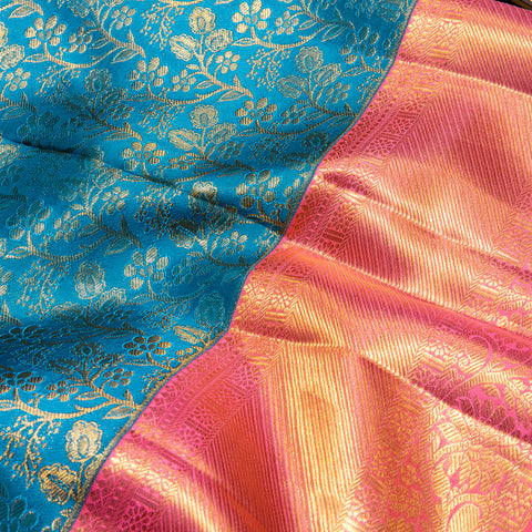 Peacock Blue Kanjeevaram Silk Saree