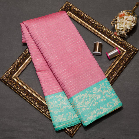 Rose Pink Kanjeevaram Silk Saree