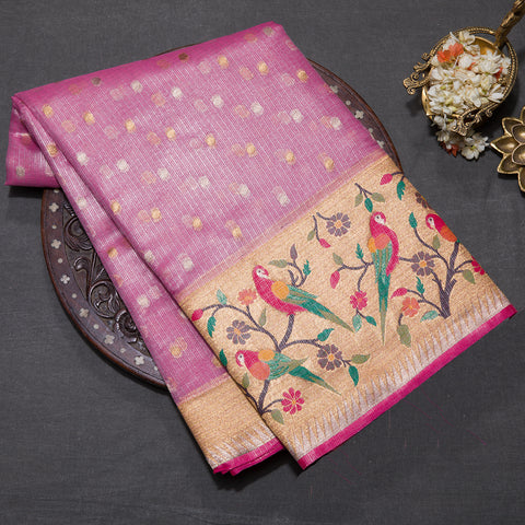 Light Mauve Kota Tissue Silk Saree