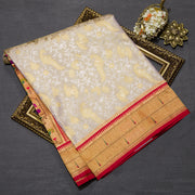 Ivory Semi Silk Tissue Saree